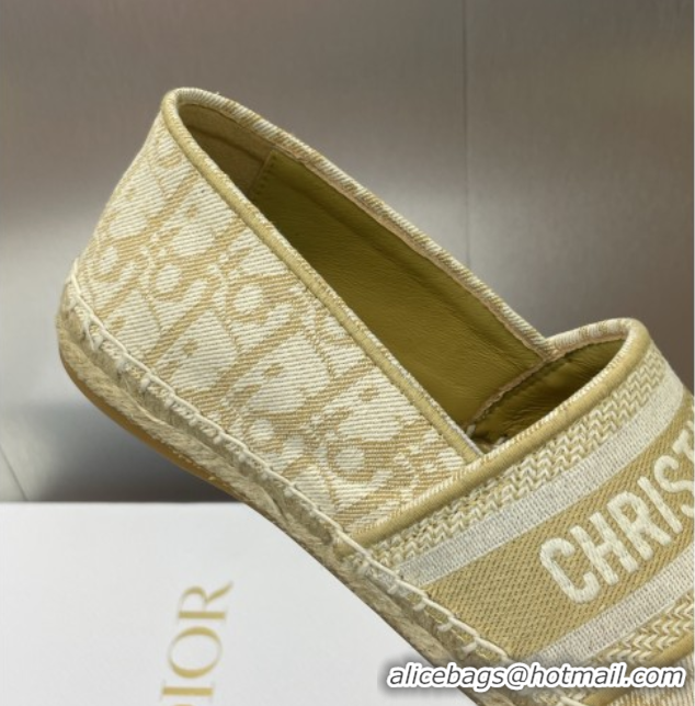 Best Product Dior Granville Espadrilles Flat in Oblique Embroidered Cotton Beige 0605039