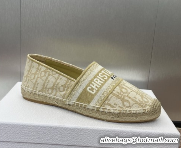 Best Product Dior Granville Espadrilles Flat in Oblique Embroidered Cotton Beige 0605039