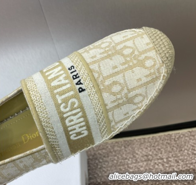 Best Product Dior Granville Espadrilles Flat in Oblique Embroidered Cotton Beige 0605039