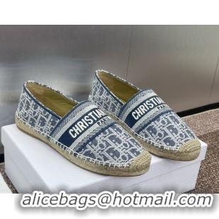 Shop Duplicate Dior Granville Espadrilles Flat in Oblique Embroidered Denim Blue 0605040