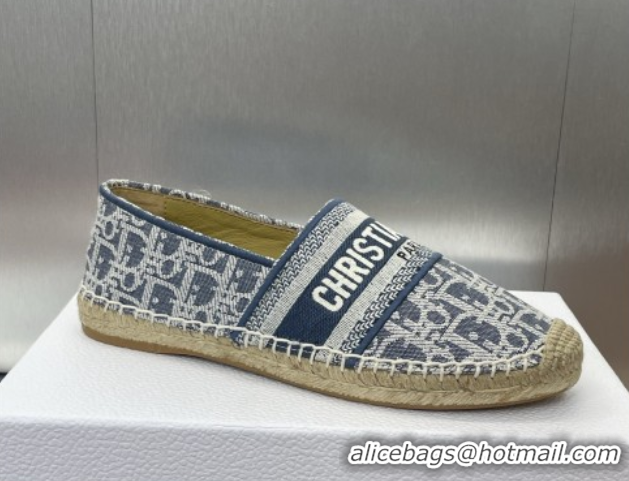 Shop Duplicate Dior Granville Espadrilles Flat in Oblique Embroidered Denim Blue 0605040