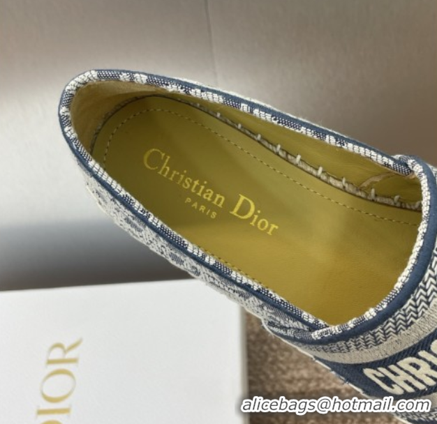 Shop Duplicate Dior Granville Espadrilles Flat in Oblique Embroidered Denim Blue 0605040