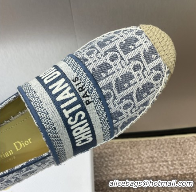 Shop Duplicate Dior Granville Espadrilles Flat in Oblique Embroidered Denim Blue 0605040