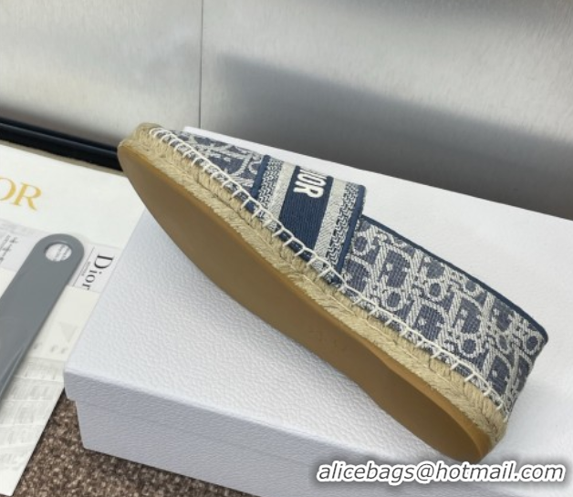Shop Duplicate Dior Granville Espadrilles Flat in Oblique Embroidered Denim Blue 0605040