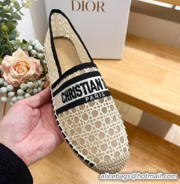 Best Price Dior Granville Espadrilles Flat in Cannage Mesh Beige 0605041