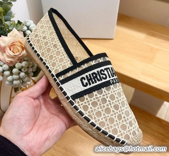 Best Price Dior Granville Espadrilles Flat in Cannage Mesh Beige 0605041