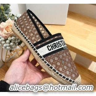 Shop Cheap Dior Granville Espadrilles Flat in Cannage Mesh Brown 0605043