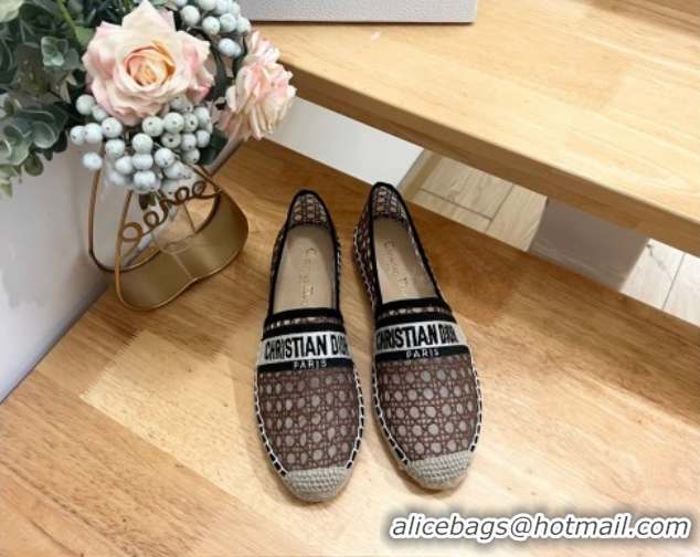 Shop Cheap Dior Granville Espadrilles Flat in Cannage Mesh Brown 0605043