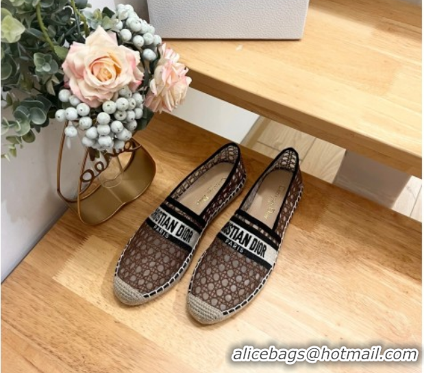 Shop Cheap Dior Granville Espadrilles Flat in Cannage Mesh Brown 0605043