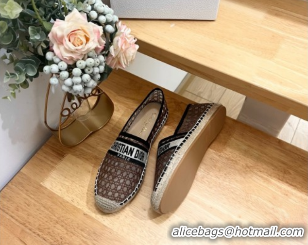 Shop Cheap Dior Granville Espadrilles Flat in Cannage Mesh Brown 0605043