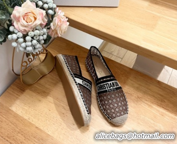 Shop Cheap Dior Granville Espadrilles Flat in Cannage Mesh Brown 0605043