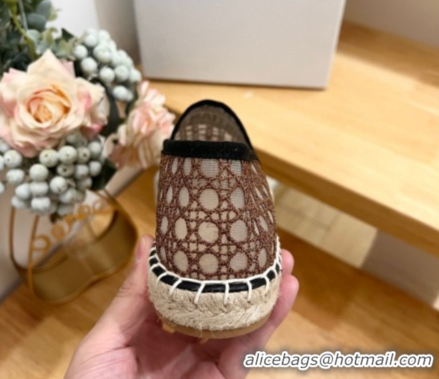 Shop Cheap Dior Granville Espadrilles Flat in Cannage Mesh Brown 0605043