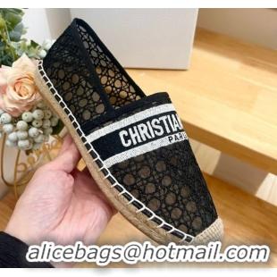 Popular Style Dior Granville Espadrilles Flat in Cannage Mesh Black 0605044