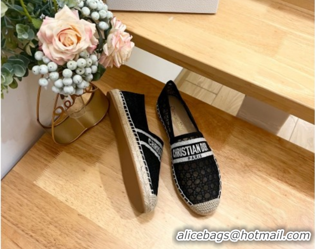 Popular Style Dior Granville Espadrilles Flat in Cannage Mesh Black 0605044