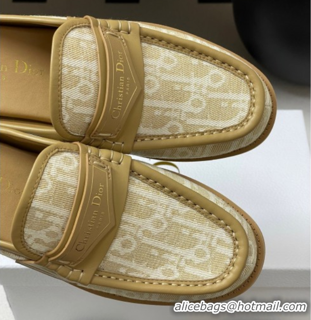 Buy Discount Dior Boy Flat Mules in Cotton Embroidered with Dior Oblique Motif and Calfskin Panels Beige 0605048
