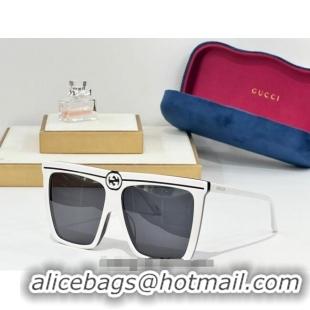 Shop Best Gucci Sunglasses GG0733 White/Grey 2025