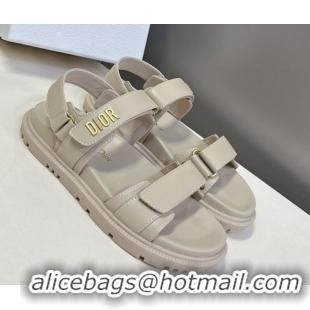 Grade Quality Dior Dioract Flat Strap Sandals in Calfskin Leather Grey 0605054
