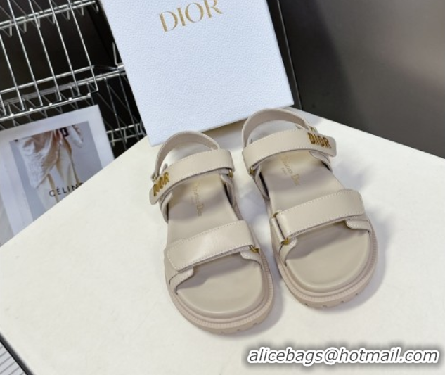 Grade Quality Dior Dioract Flat Strap Sandals in Calfskin Leather Grey 0605054