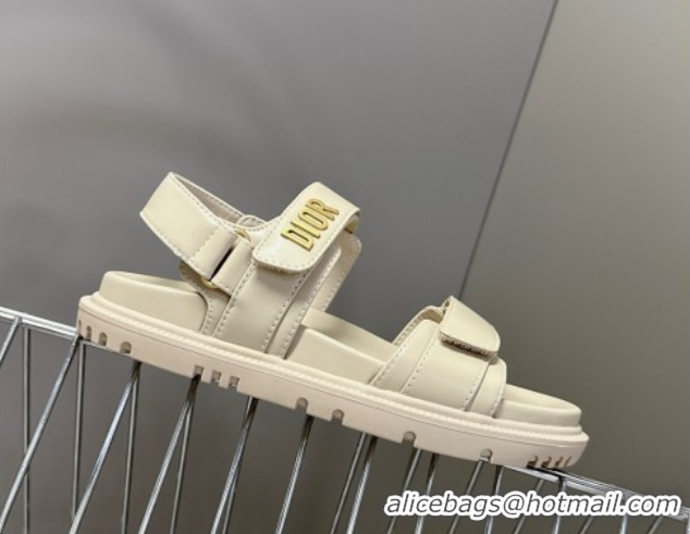 Grade Quality Dior Dioract Flat Strap Sandals in Calfskin Leather Grey 0605054