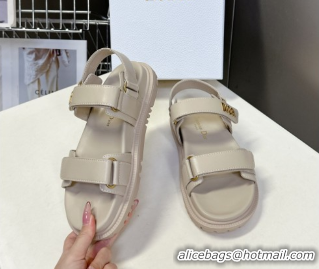 Grade Quality Dior Dioract Flat Strap Sandals in Calfskin Leather Grey 0605054