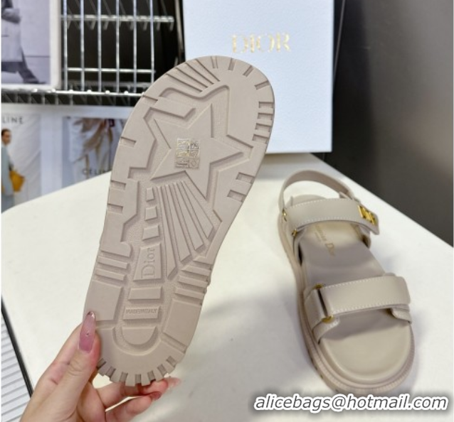 Grade Quality Dior Dioract Flat Strap Sandals in Calfskin Leather Grey 0605054