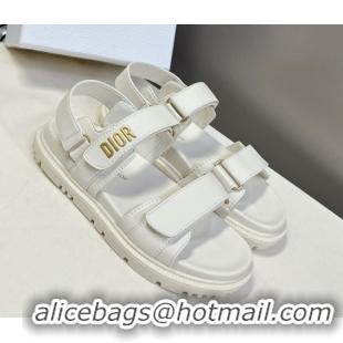 Shop Cheap Dior Dioract Flat Strap Sandals in Calfskin Leather White 0605056