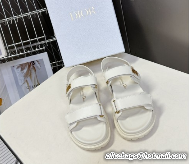 Shop Cheap Dior Dioract Flat Strap Sandals in Calfskin Leather White 0605056