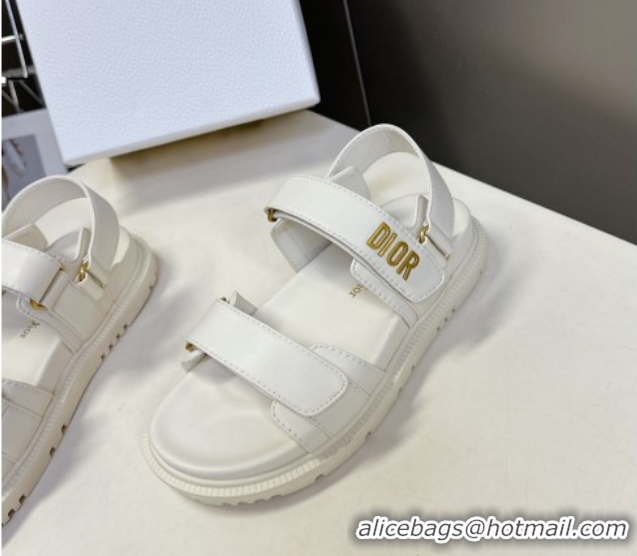 Shop Cheap Dior Dioract Flat Strap Sandals in Calfskin Leather White 0605056