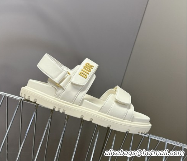 Shop Cheap Dior Dioract Flat Strap Sandals in Calfskin Leather White 0605056
