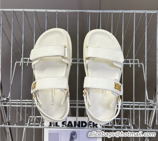 Shop Cheap Dior Dioract Flat Strap Sandals in Calfskin Leather White 0605056