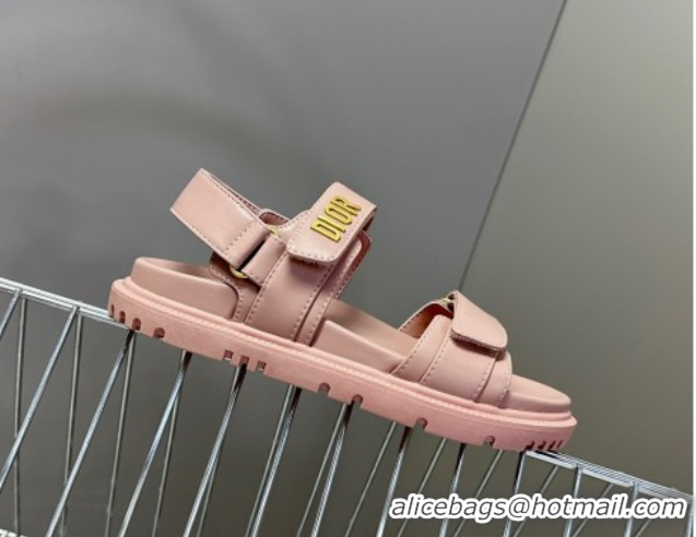 Low Price Dior Dioract Flat Strap Sandals in Calfskin Leather Pink 0605057