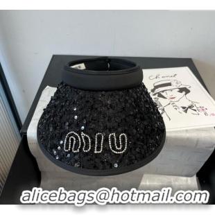 Buy Inexpensive Miu Miu Visor Hat with Sequins 0617 Black 2025