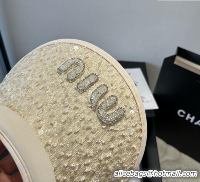 Famous Brand Miu Miu Visor Hat with Sequins 0617 White 2025