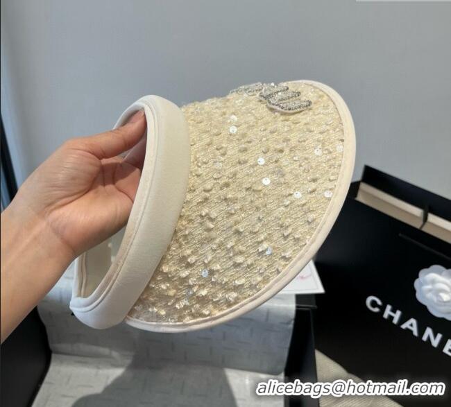 Famous Brand Miu Miu Visor Hat with Sequins 0617 White 2025