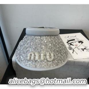 Top Quality Miu Miu Visor Hat with Sequins 0617 Grey 2025