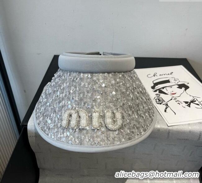 Top Quality Miu Miu Visor Hat with Sequins 0617 Grey 2025