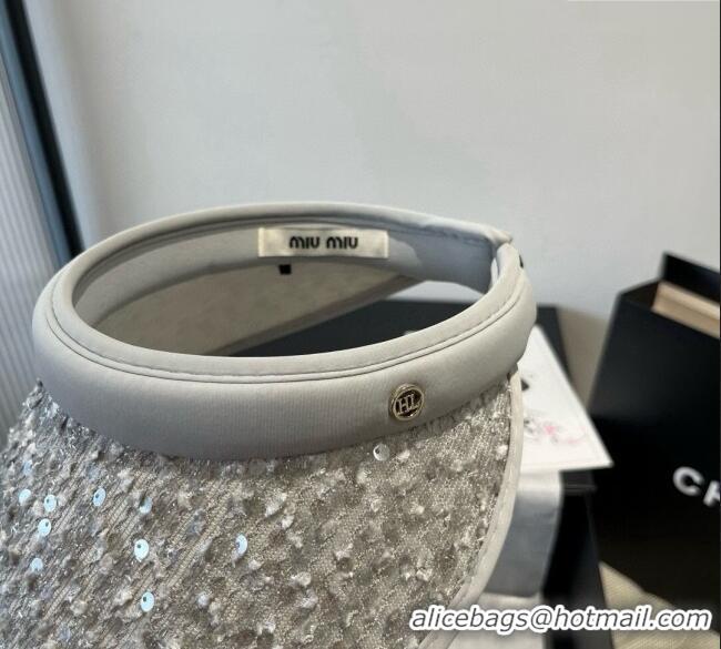 Top Quality Miu Miu Visor Hat with Sequins 0617 Grey 2025
