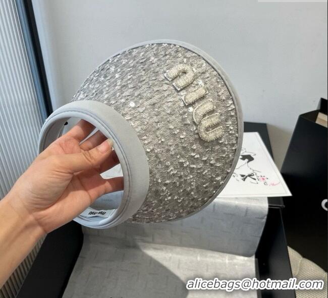 Top Quality Miu Miu Visor Hat with Sequins 0617 Grey 2025
