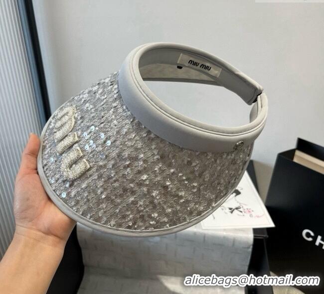 Top Quality Miu Miu Visor Hat with Sequins 0617 Grey 2025