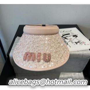 Pretty Style Miu Miu Visor Hat with Sequins 0617 Pink 2025