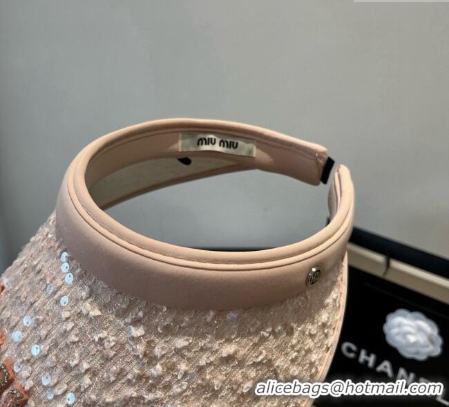 Pretty Style Miu Miu Visor Hat with Sequins 0617 Pink 2025