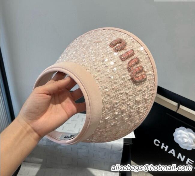 Pretty Style Miu Miu Visor Hat with Sequins 0617 Pink 2025