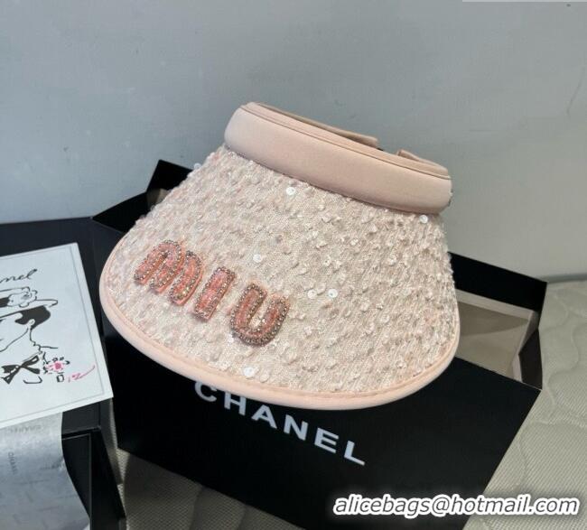Pretty Style Miu Miu Visor Hat with Sequins 0617 Pink 2025