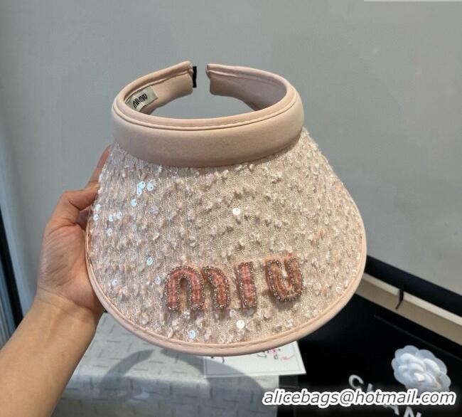 Pretty Style Miu Miu Visor Hat with Sequins 0617 Pink 2025