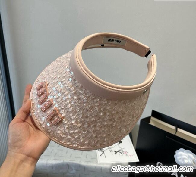Pretty Style Miu Miu Visor Hat with Sequins 0617 Pink 2025