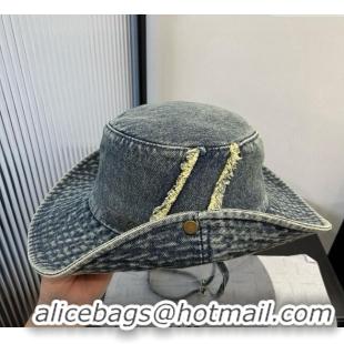 Good Taste Louis Vuitton Denim Bucket Hat with Fringe 0617 Dark Blue 2025