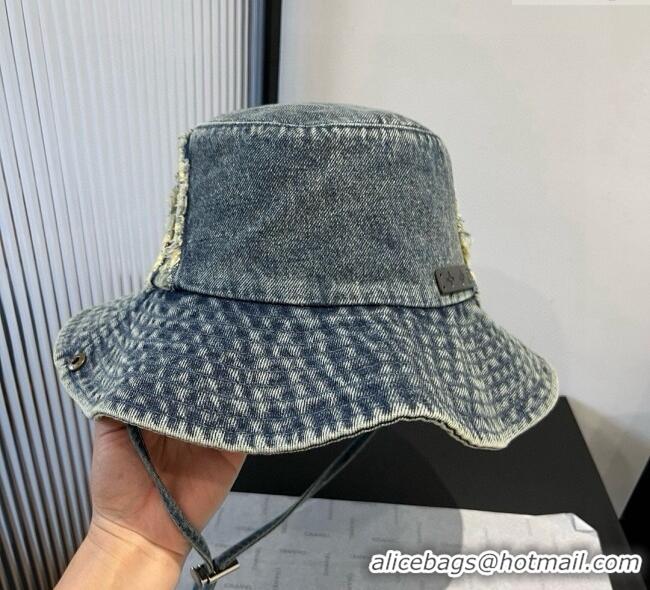 Good Taste Louis Vuitton Denim Bucket Hat with Fringe 0617 Dark Blue 2025