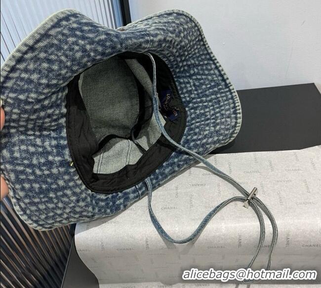 Good Taste Louis Vuitton Denim Bucket Hat with Fringe 0617 Dark Blue 2025
