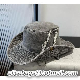 Buy Cheapest Louis Vuitton Denim Bucket Hat with Fringe 0617 Grey 2025