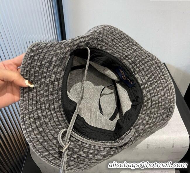 Buy Cheapest Louis Vuitton Denim Bucket Hat with Fringe 0617 Grey 2025